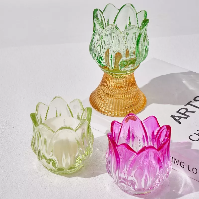 Fargede Merveilles Florales glass lysestake