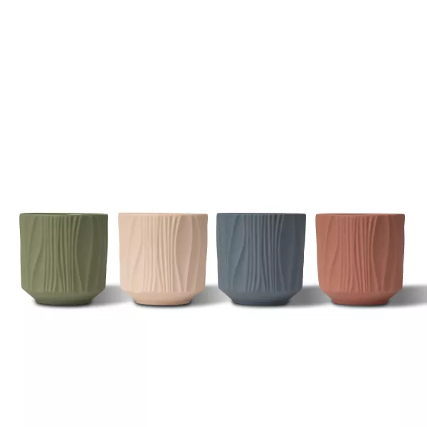 Fire-farge matt vertikalt mønster keramiske lysestaker Fire-farge matt vertikalt mønster keramiske lysestaker