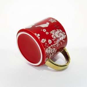 Luxury Floral Coffee Mug With Golden Handle