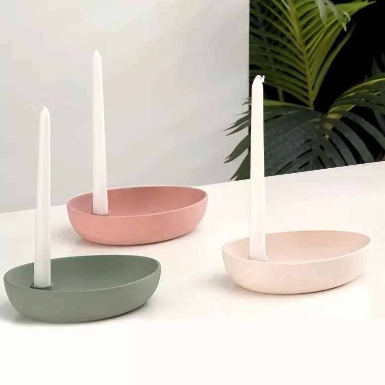 Moderne oval keramisk lysestake