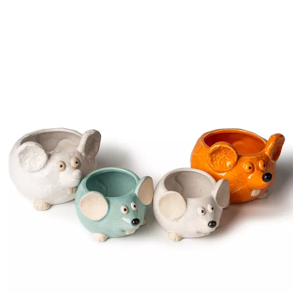 Museformede keramiske lysestaker