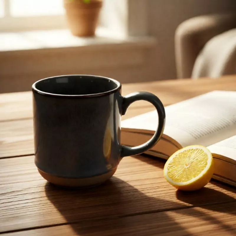 Enkelt moderne keramisk reisegrå krus